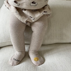 Korean version of children's clothing ins infants and toddlers baby cartoon leggings for boys and girls cotton tight trendy smiling face pants