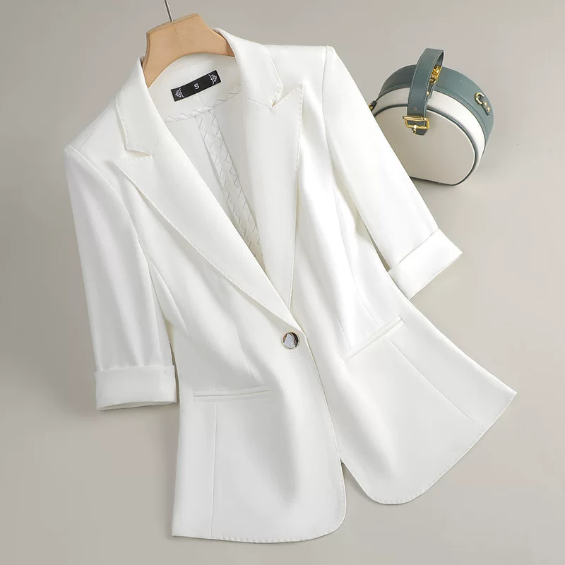 Белая короткая spring summer тонкий дизайн классический пиджак для отдыха, slim fit, тренд сезона, яркий запоминающий стиль