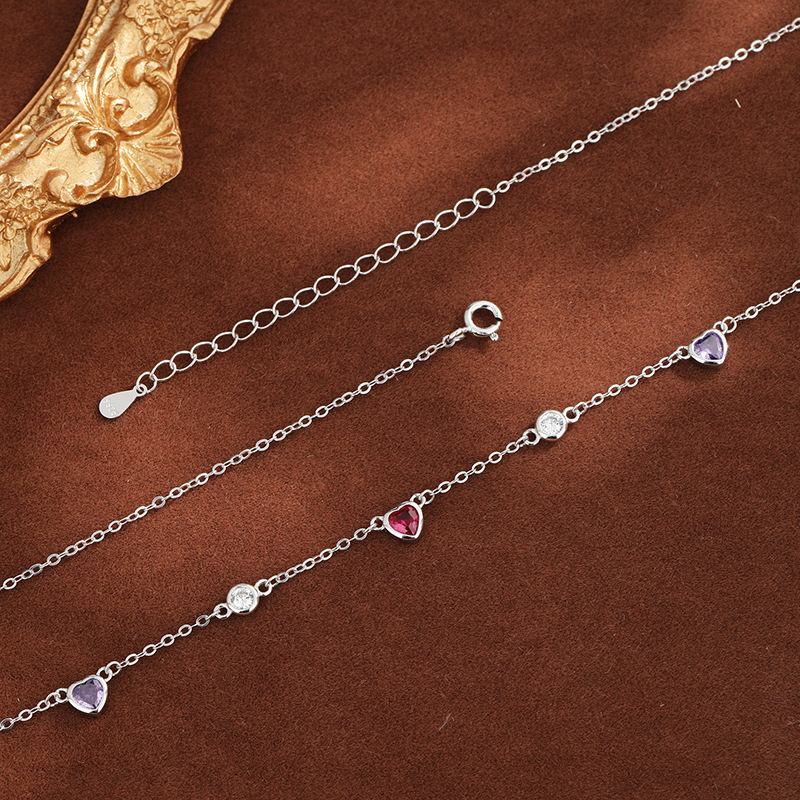 Collar de circón de color de palacio retro S925 plata nueva cadena de clavícula de moda temperamento femenino largo personalidad collar neto de red