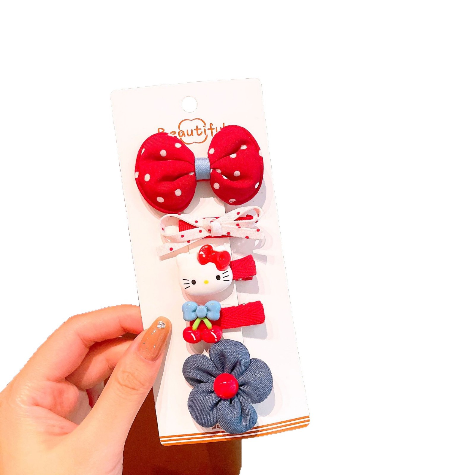 Niños nuevos clips para el cabello de gatos niñas lindos tocadillos rojos en línea frente rotura clips para el cabello de bebé joyería para el cabello de pestaña