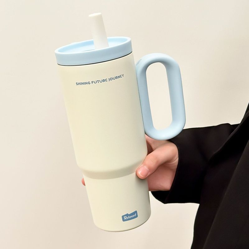 新型夕色氷覇カップ高颜値316ステンレス保温カップ保冷ハンドル付き巨覇ストローカップ|undefined