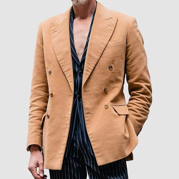Customized Export Men's Double-Breasted Stripesd Suit Jacket British Fashion Slim Suit Single Top