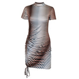 (Трансграничная торговля), сексуальное платье, летняя длинная юбка, европейский стиль, в обтяжку, короткий рукав, с акцентом на бедрах, на шнурках