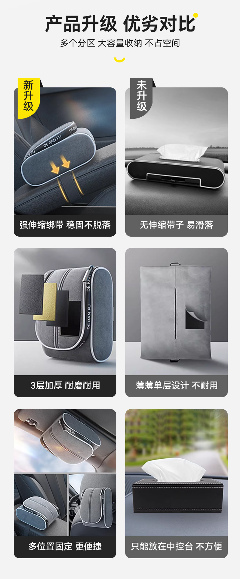 Car Tissue Box Advanced Creative Car Paper Box Armrest Box Car Seat Back Tissue Bag Tissue Storage Bag