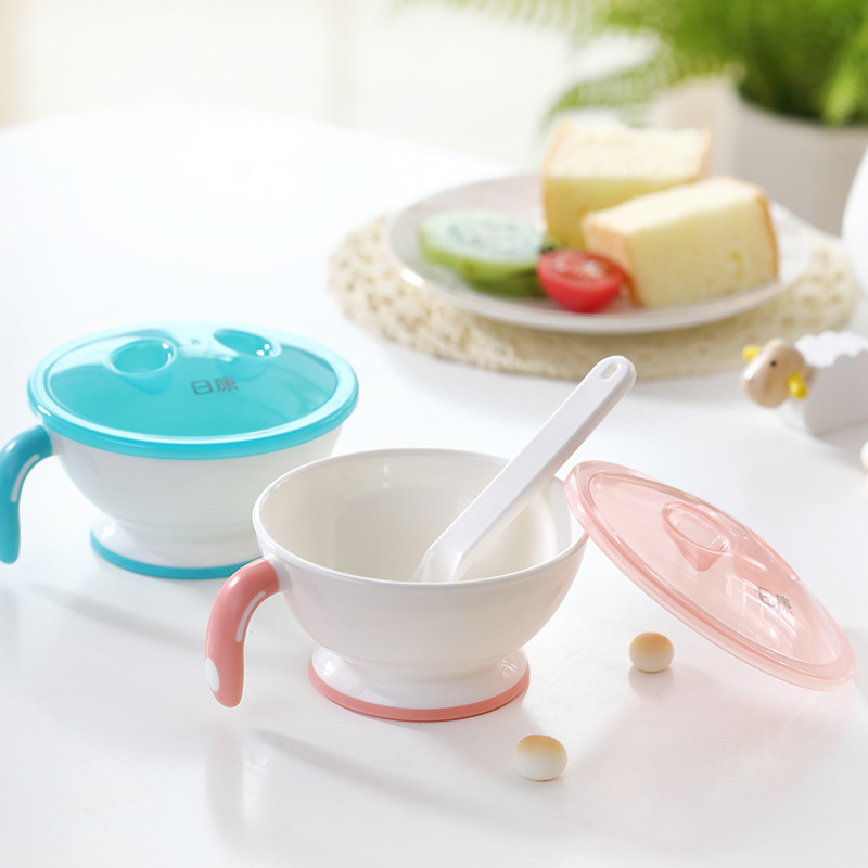 Children's feeding bowl set with lid, grinding bowl, spoon, tableware, baby food bowl, suction cup accessories, baby grinding bowl