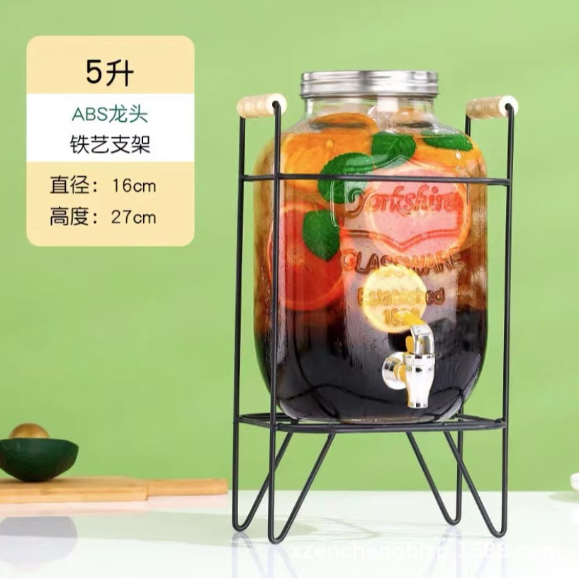 Jarra de vidrio para el hogar de gran capacidad al por mayor, moderna jarra para agua fría, recipiente para bebidas, jarra para jugo con grifo