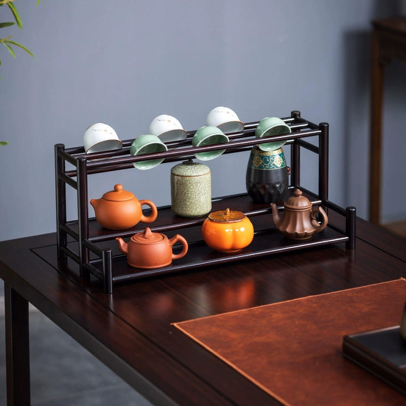 Настольная полка в антикварном стиле, подставка для маленьких чашек, стеллаж для хранения, подставка для чайников из фиолетовой глины в антикварном стиле, новое украшение в китайском стиле.