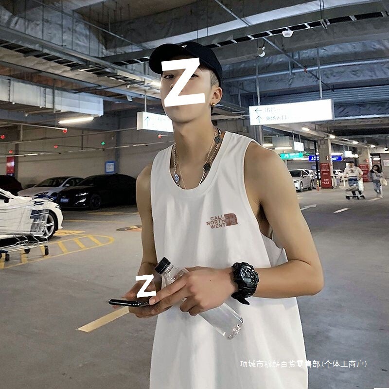 2026 Casual Round Neck Vest Men's Retro Trendy Basketball Sports Sleeveless T-Shirt Ins Style Korean Version