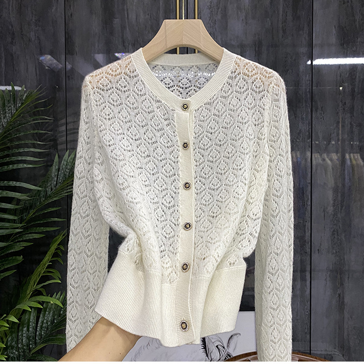 Powerful Q goods! Beautiful new height! Women's fluffy hollow wool knitted cardigan 14037