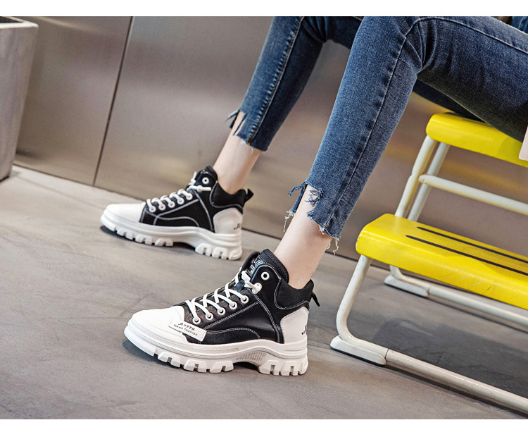 2023 herbst und Winter Neue Echtes Leder Vielseitige Arbeitskleidung Kurze Stiefel für frauen Freizeit Sport High Top Kleine weiße Schuhe_voghion.com