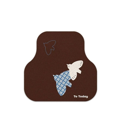Fresh checkered pattern silk loop car floor mats, easy to clean and dirt-resistant, direct from the factory (Avtomobil döşəmə paspasları) - migratory-bird-flight-brown-single-row-silk-loop-5050cm1969-1969