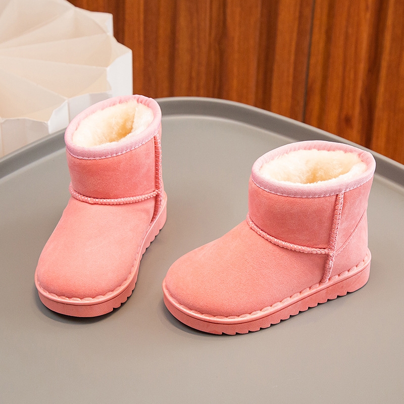 Bottes de neige pour enfants, garçons et filles, nouvel ensemble de bottes courtes, chaussures en daim et coton, isolation en peluche, hiver 2023_voghion.com