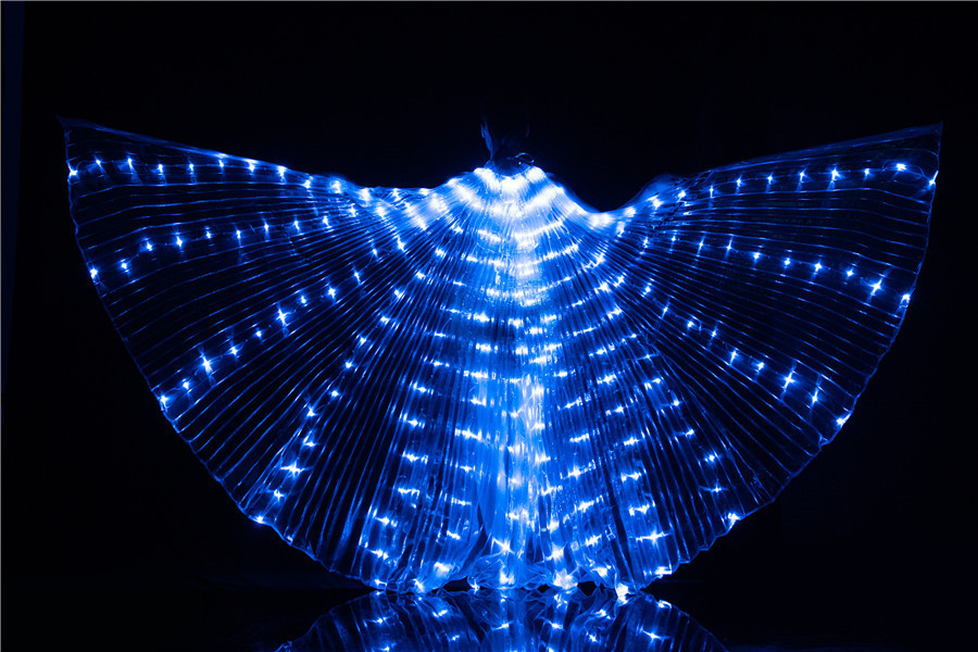 Alas luminosas LED para danza del vientre o fiestas, alas 360° con luz incorporada, ideal para espectáculos y Navidad