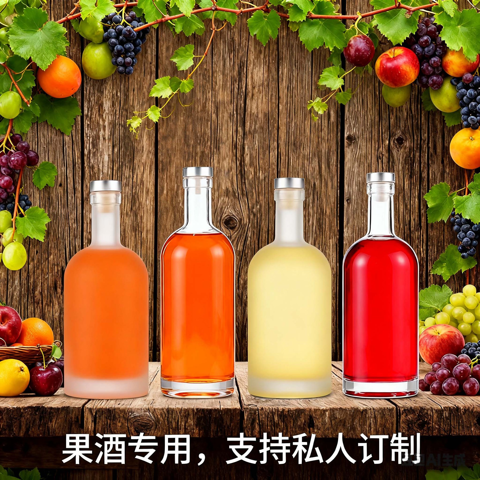 Botella vacía de vodka botella vacía de vino de fruta corporativa privada personalizada botella de vidrio blanco cristalino especial para banquete soporte personalizado