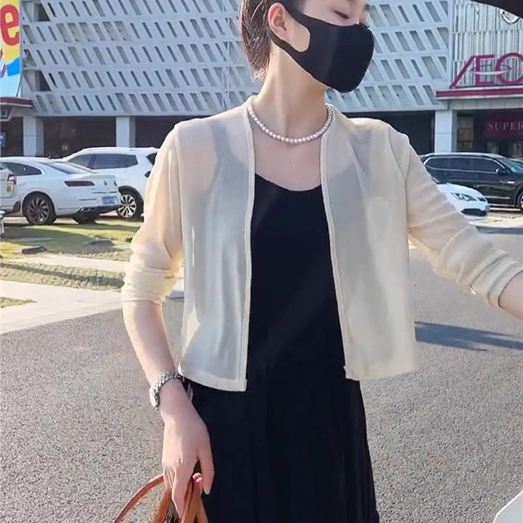 披肩外搭女2025新款防晒开衫高级感配裙子夏薄款宽松冰丝针织上衣|undefined