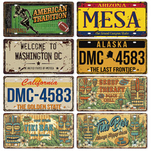 新款1530车牌license plate复古铁皮画 美式背景墙壁无框装饰挂画