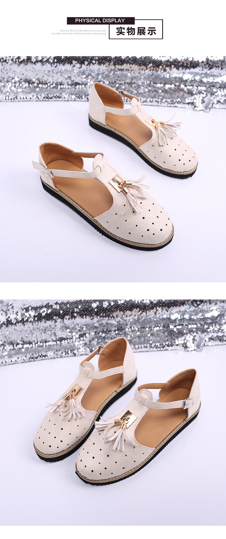 2021 European and American new thick-soled round-toe cutout retro single shoe, large-sized low-top bag and fringed women's sandals undefined