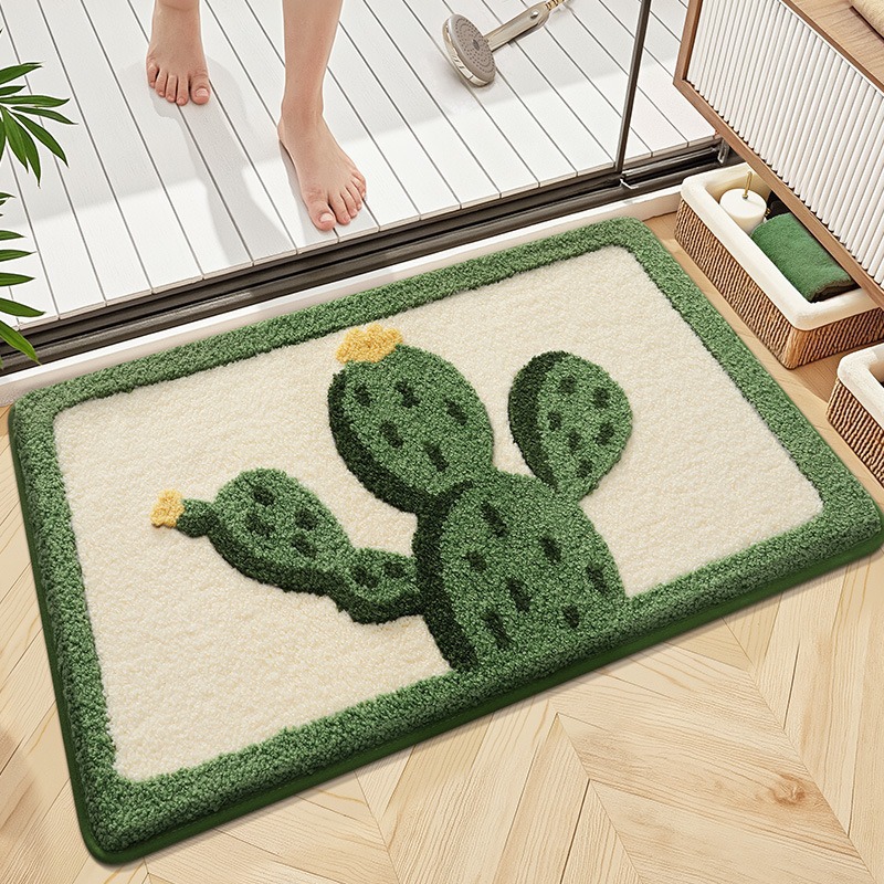 Ins Cartoon Imitation Cashmere Bathroom Door Absorbent Floor Mat Bedroom Bedside Cooling Soft and Stain-Resistant Decorative Floor Mat