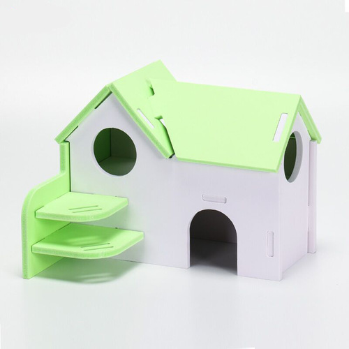 Hamster sleeping nest colorful small house wooden nest bear cub double-story environmentally friendly bungalow balcony villa hamster toys and supplies