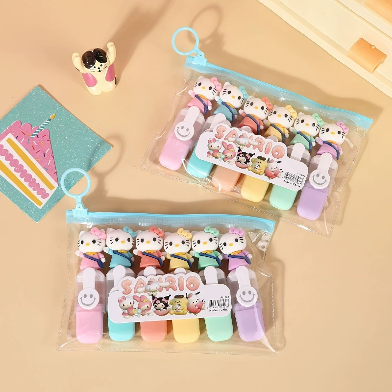 Sanrio, милый маленький флуоресцентный ручной щеточка для студентов, 6 штук