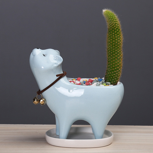 Supply cross-border gardening Amazon cat tail succulent cactus ceramic flowerpot cartoon cute personalized ornaments