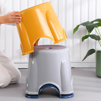 加厚儿童小凳子塑料家用圆板凳踩脚胶凳成人椅子宝宝洗澡矮凳