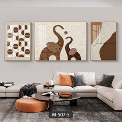 侘寂風吉象客廳裝飾畫抽象高級感沙發背景牆掛畫大氣肌理三聯壁畫