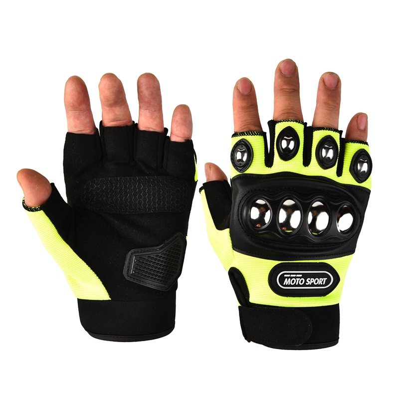 Verano medio dedo guantes de motocicleta montar medio dedo ventilación locomotora de carreras antideslizante anti-caída guantes de locomotora para hombres