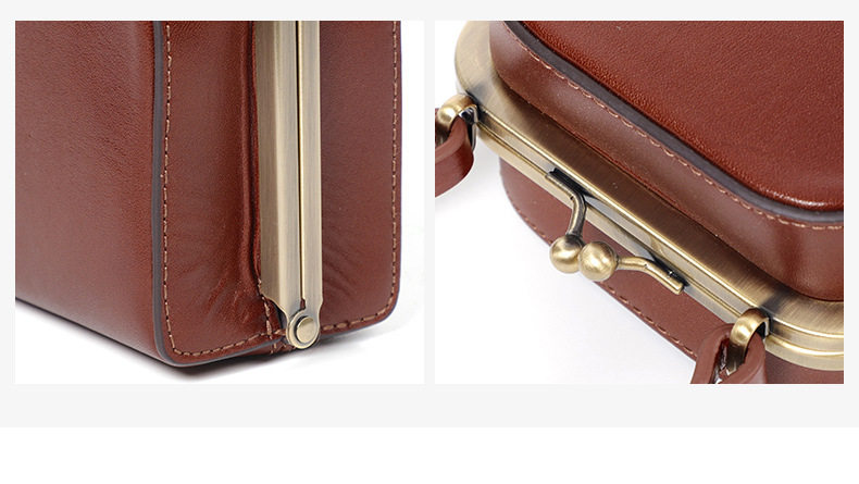 Túi đeo chéo kiêm ví tiền lẻ da bò thật dạng hộp vuông nhỏ có dây xích, 10×10×7,5 cm — Tùy chỉnh chi tiết 9