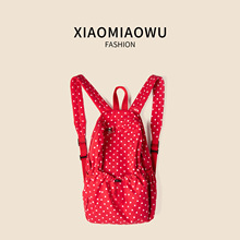 小众百搭波点双肩包高颜值休闲文艺背包女士高级感轻便书包大容量