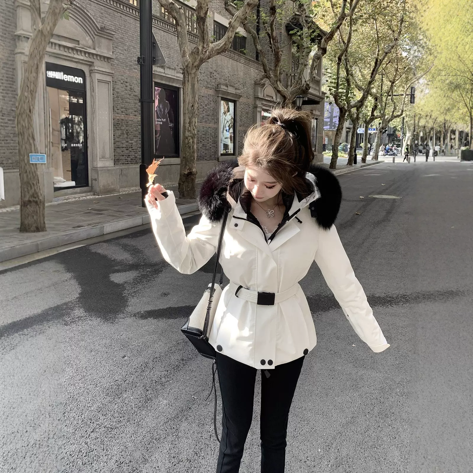 【鹅绒服tian花板】M家滑雪羽绒服三防90白鹅绒狐狸毛修身厚外套