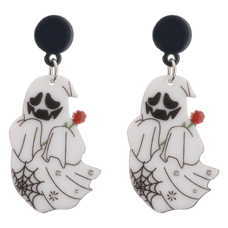 Amazon transfronteriza Horror de Halloween pendientes de la personalidad de la moda acrílico seta cabeza fantasma elfo pendientes