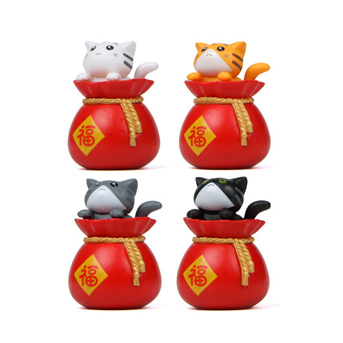 4 Creative Festive Money Bags Cartoon Cats Cute Cat DIY Figures Gardening Landscaping Dolls Doll Ornaments Decoration