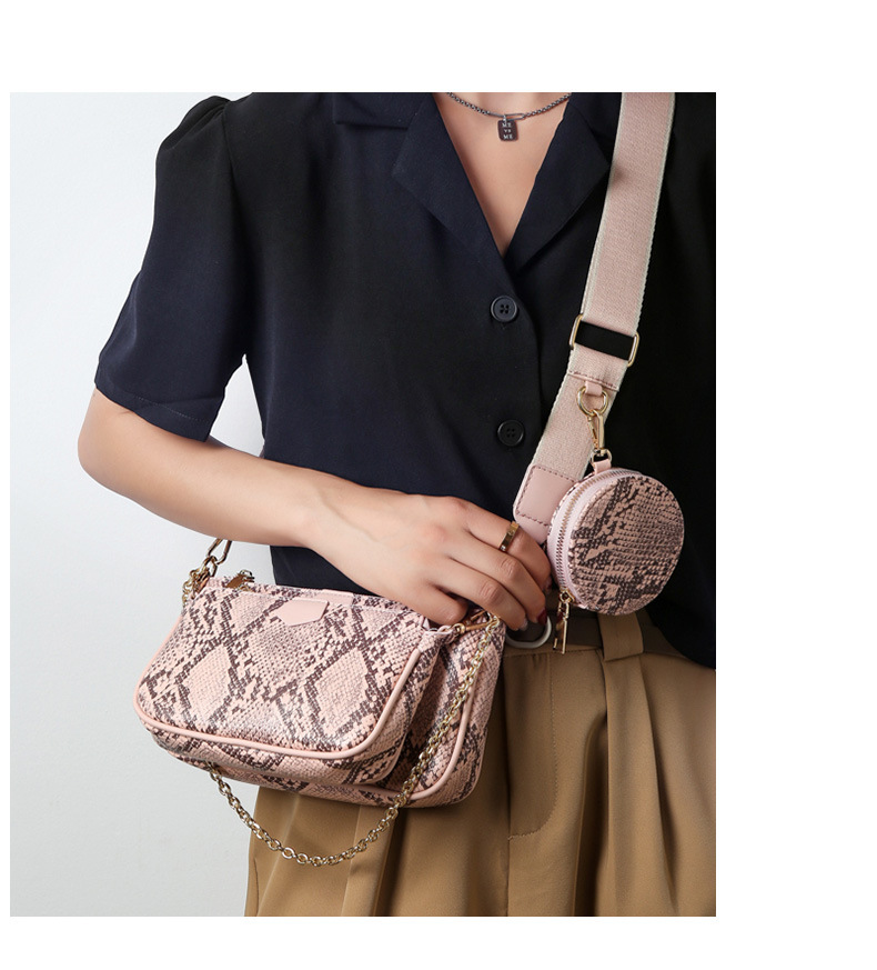 Snake Pattern Pu Retro Single Shoulder Messenger Three-piece Bag Wholesale Nihaojewelry display picture 11