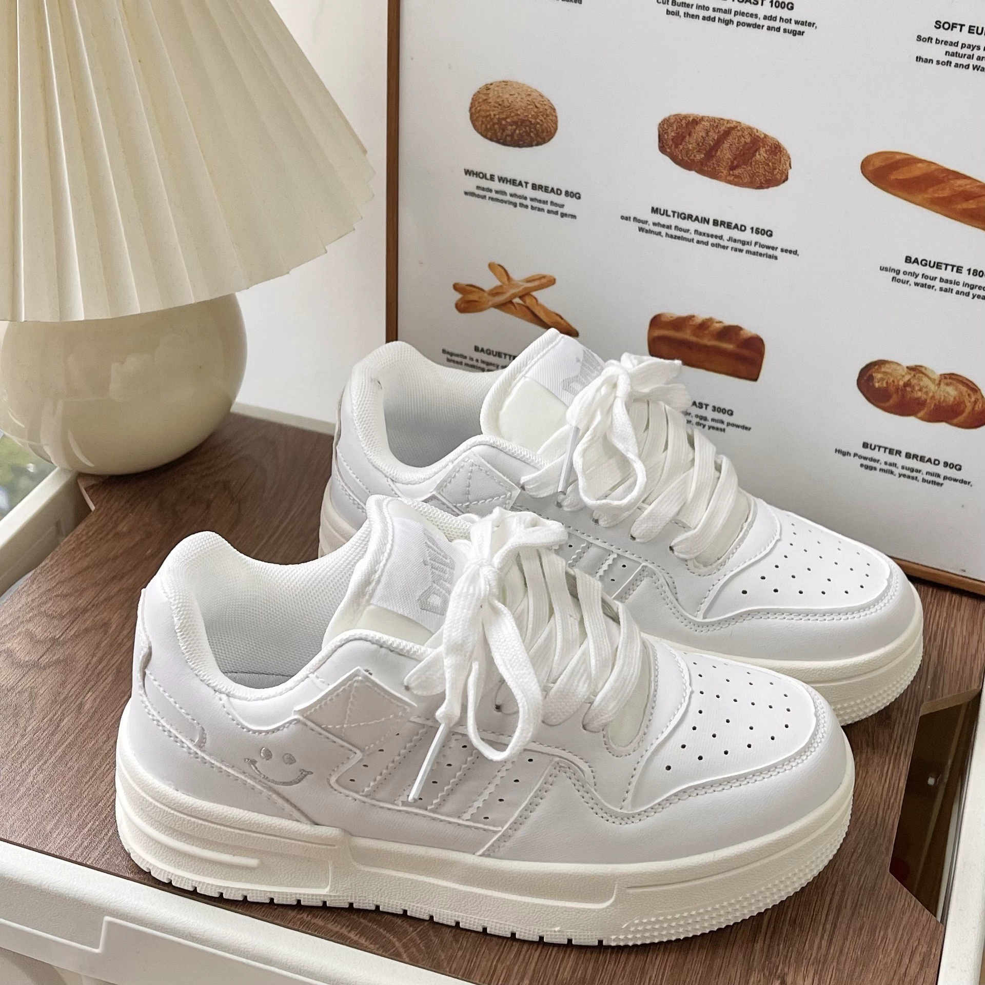 White sports sneakers for beloved platform