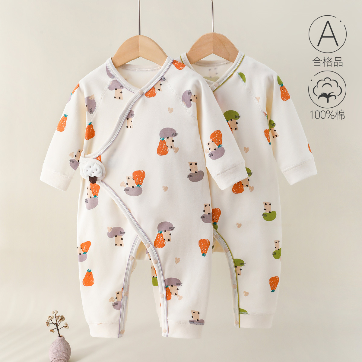 Ropa de bebé recién nacido, algodón puro, primavera y otoño, protección del vientre, 0-6 meses, mameluco de una pieza para bebé, mameluco, mariposa de manga larga