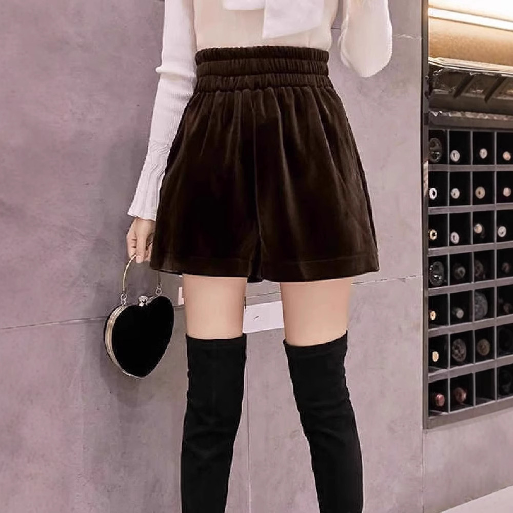 Black velvet shorts