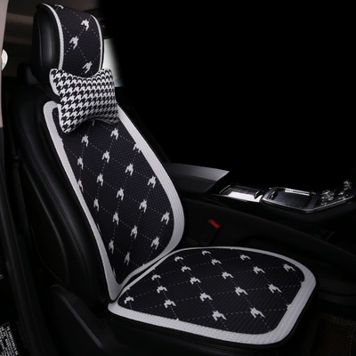 Seat cushion, seat cover — New Car Seat Cushion, Universal for - houndstooth-black-large-grid-main-driver-1-seat-cushion-1-back-cushion-1-neck-pillow-honeycomb