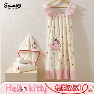 hellokitty浴裙吊带浴巾女生吸水速干家用成人可穿式裹巾洗澡毛巾