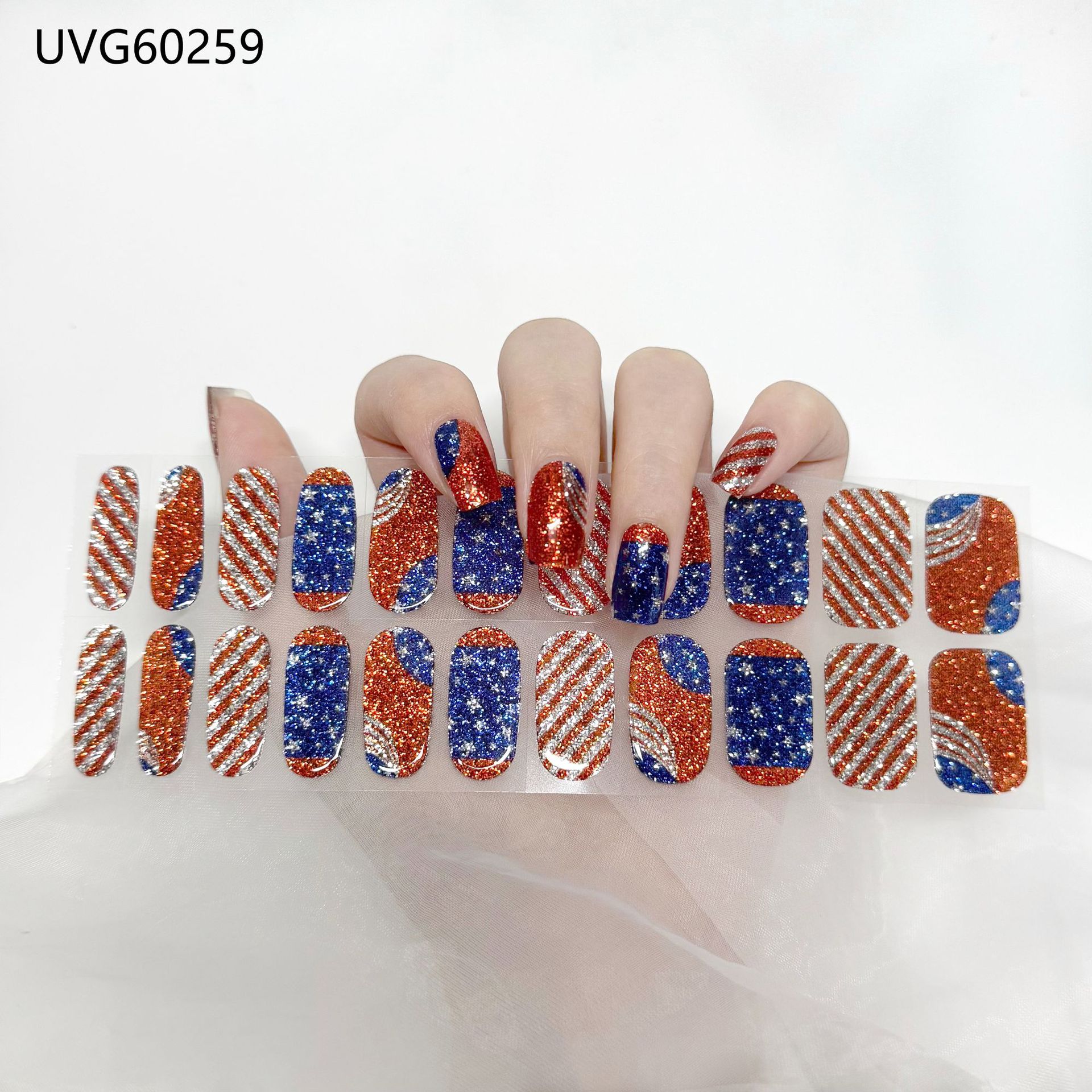 Pegatinas de uñas de gel UV transparentes efecto hielo, semicuradas, con lámina dorada, fototerapia, efecto película de aceite