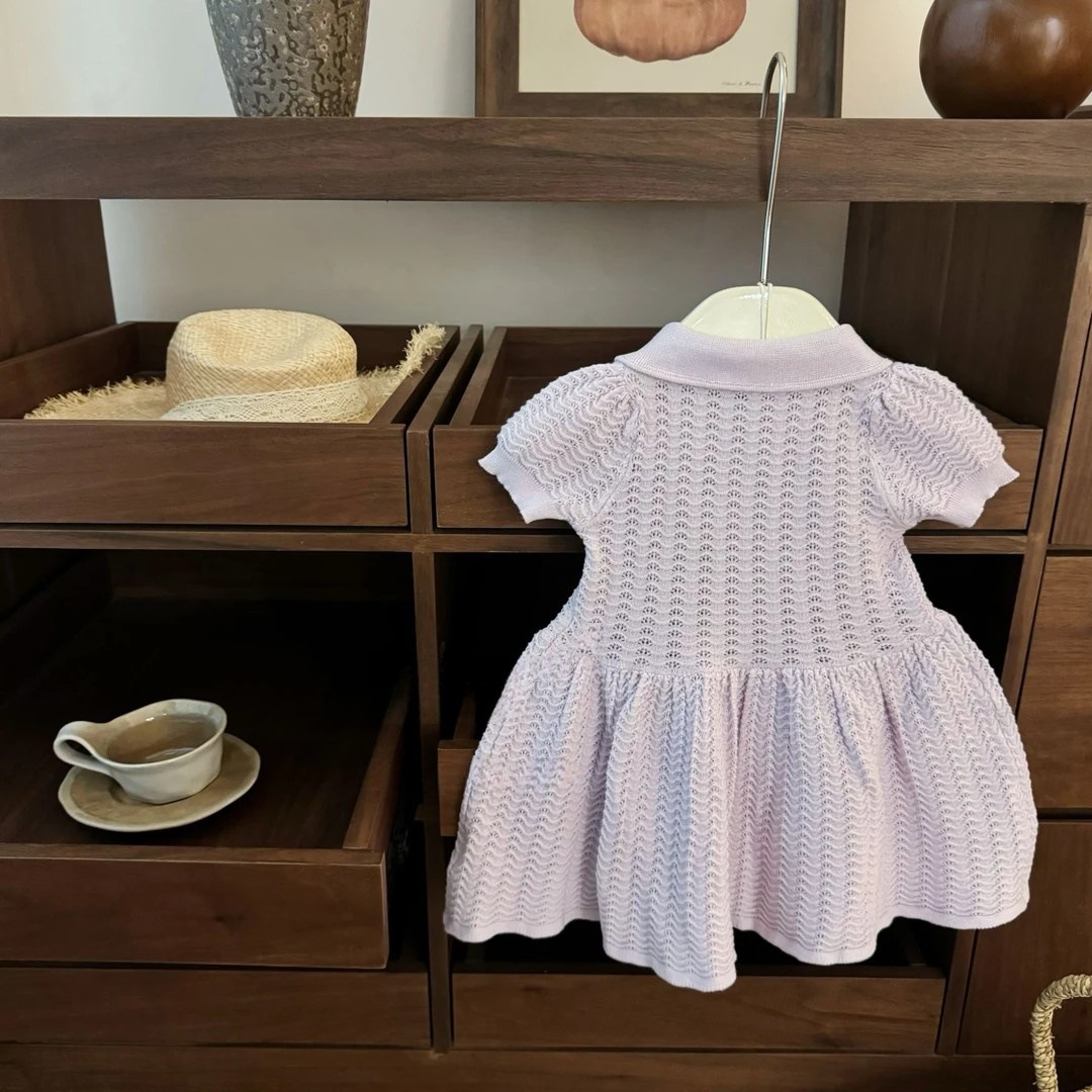 [Xianning Seven] ¡Estilo universitario británico! Falda de princesa cerosa suave de seda de hielo de manga corta con cuello de muñeca de bebé femenino