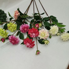 5頭大麗花仿真花 婚慶裝飾假花 拍攝絹布絲花 客廳人造絹花插花
