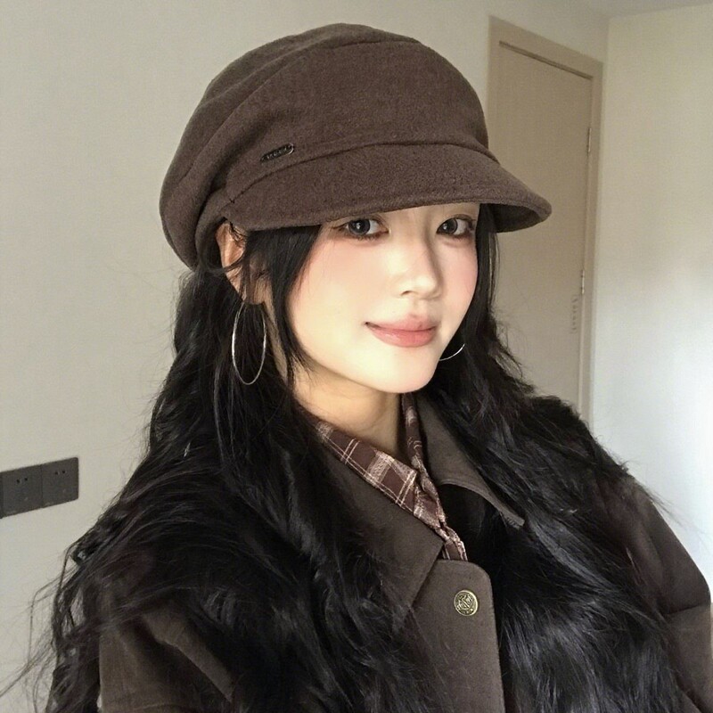 日系堆堆帽子女秋冬素颜显脸小包头帽网红黑色时尚百搭冷帽月子帽|undefined