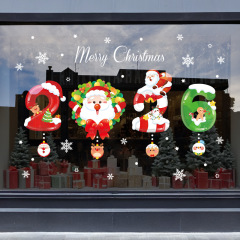 2024クリスマスの壁は装飾のショーウインドーの店の静電気のガラスを貼って自分で貼るシールのドアはシーンを貼って窓のステッカーを配置します。