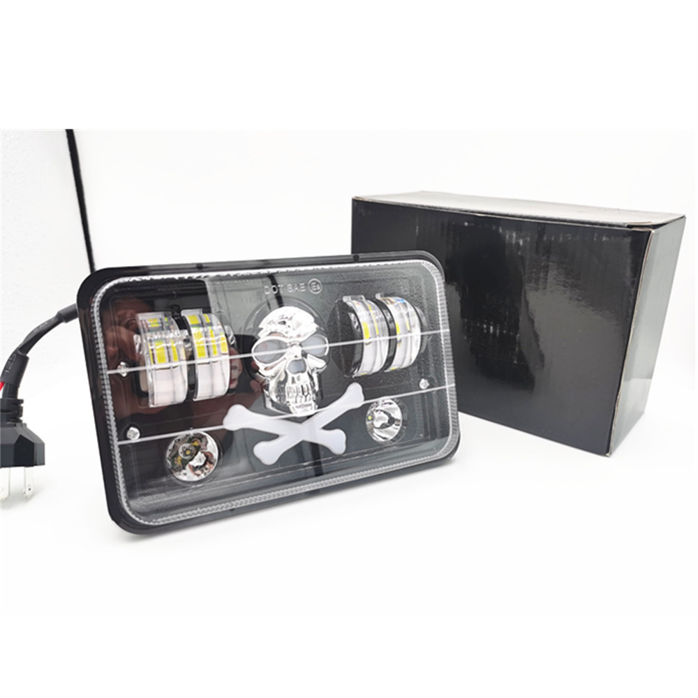 Car LED work light 5-inch square skull head high and low bright truck fog light 4*6-inch off-road headlamp
