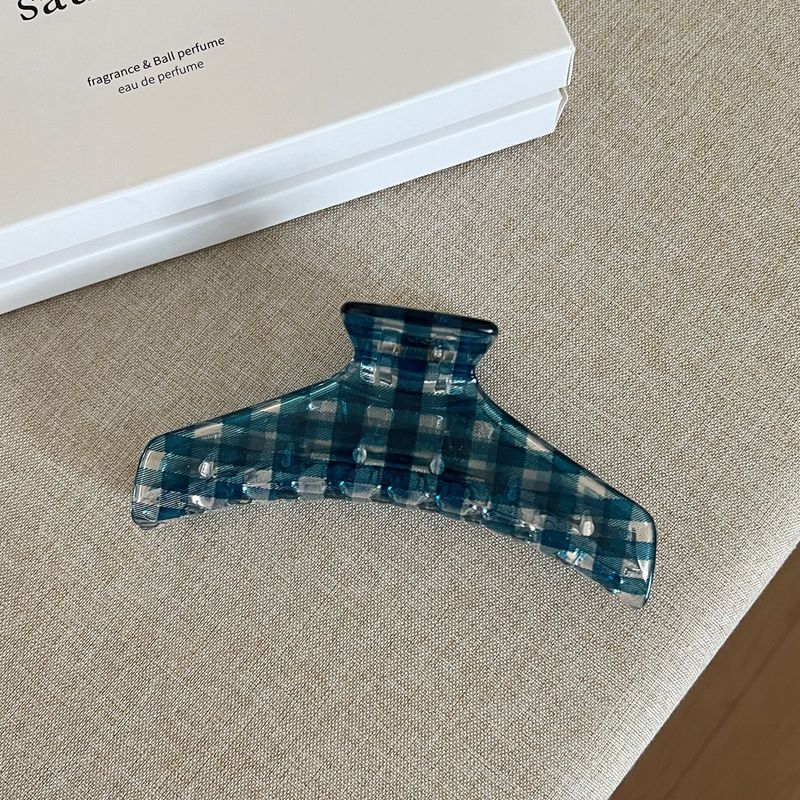 格纹系列鲨鱼夹韩系简约高级感头饰发饰百搭气质后脑勺花朵盘发夹|undefined