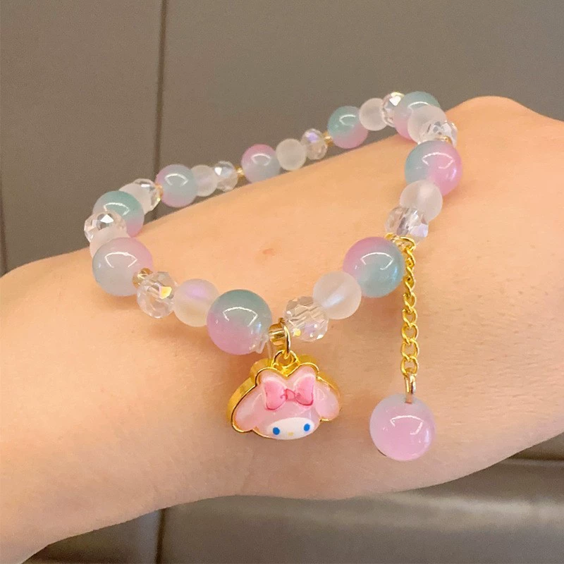Cartoon two-color crystal bracelet, cute accessory, gradient