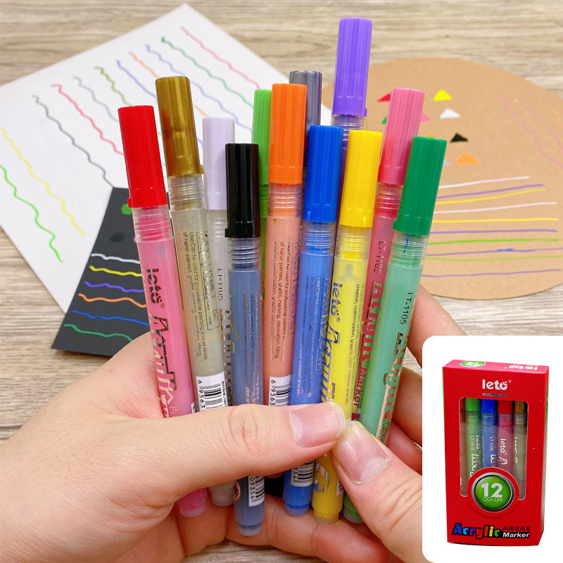 24 色アクリルマーカーペン防水非退色アクリルペイントペン水性ペン DIY シェル絵画靴落書き|undefined