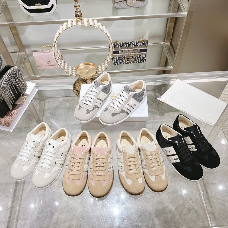 Foreign trade light luxury D-brand style sports casual German training shoes for women, simple and versatile, with letter embroidery and flat soles Foreign trade light luxury D-brand style sports casual German training shoes for women, simple and versatile, with letter embroidery and flat soles