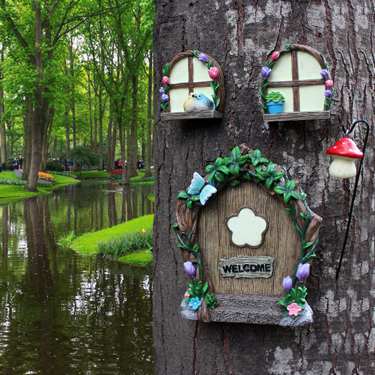  new door and window suit tree hanging garden hanging decoration artificial flower butterfly night door and window tree hanging  